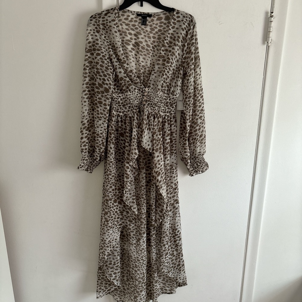 Brown & cream leopard print maxi cover-up